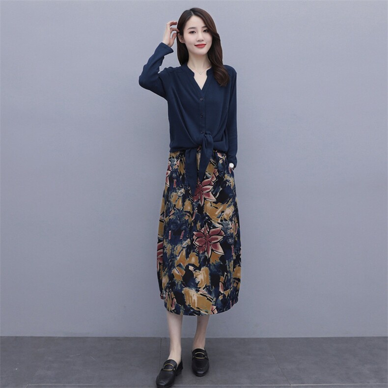 早秋棉麻套装女2023年新款大码女装休闲气质妈妈春秋两件套连衣裙,女装套装/套裙,施恩睿棋