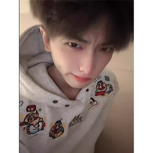 美式蜡笔小新刺绣纽扣重磅连帽卫衣男纯棉上衣潮ZWY08
