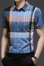 AD2190钱塘2020-3夏季新款男士商务休闲高端格子短袖衬衣P65，男装衬衫，钱塘207-3