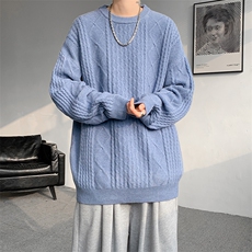 8XL-M圆领毛衣男秋冬季宽松慵懒套头麻花针织衫毛线衣MY19005P68，男装针织衫/毛衣，电商B312