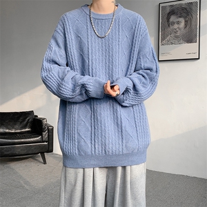 8XL-M圆领毛衣男秋冬季宽松慵懒套头麻花针织衫毛线衣MY19005P68图片