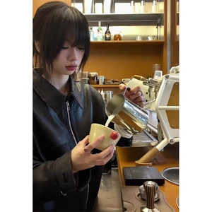 【有货】千鸟格pu皮衣外套翻领猎装夹克 JK134 特P90图片