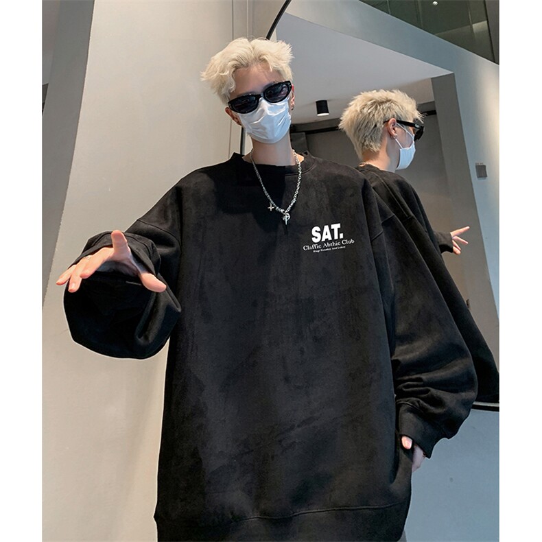 抖音得物供货提供视频秋冬重磅美式麂皮绒圆领卫衣JY370,男装卫衣,电商A486