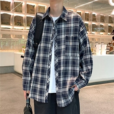 格子衬衫男春秋痞帅高级感长袖衬衣潮流潮牌秋季外套CS84P40，男装衬衫，星座410-2