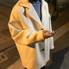秋装纯色港风ins主推宽松百搭呢料男大衣A071-088-P115，男装毛呢大衣，电商A071