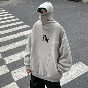 ！23宽松重磅加绒350克暗黑风Rh排扣连帽卫衣LW9075-p78图片