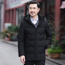 冬季中年男士连帽商务休闲羽绒服新款爸爸装加厚保暖白鹅绒外套，男装羽绒服，电商B212（原钱塘6029）
