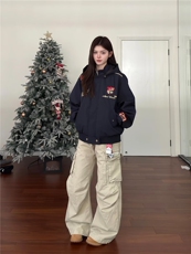 春季美式复古赛车风刺绣夹克男女可拆卸连帽外套机车服WLE311-P72，男装夹克，星座1008