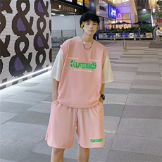 华夫格套装潮流休闲短袖短裤两件套FTZ3055-P55控78，男装休闲套装，电商B370