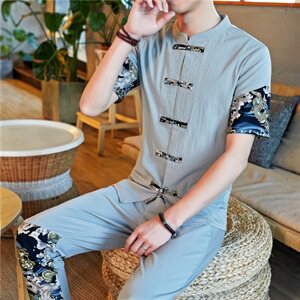 2021夏季新款中国风短袖T恤运动套装男两件套 A438-888-P60图片