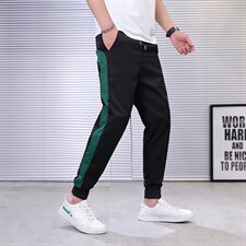 潮男裤子秋季撞色休闲裤男士小脚裤潮牌紧身束脚裤H8805-P30，男装休闲裤，星座509