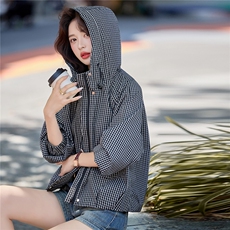 短款连帽时尚冲锋衣休闲夹克外套洋气潮流2025秋季新款，女装短外套，E百度