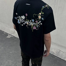 万针全刺绣工艺抖音得物高品质260克重磅纯棉双纱美式高街短袖T恤，男装T恤，电商A486