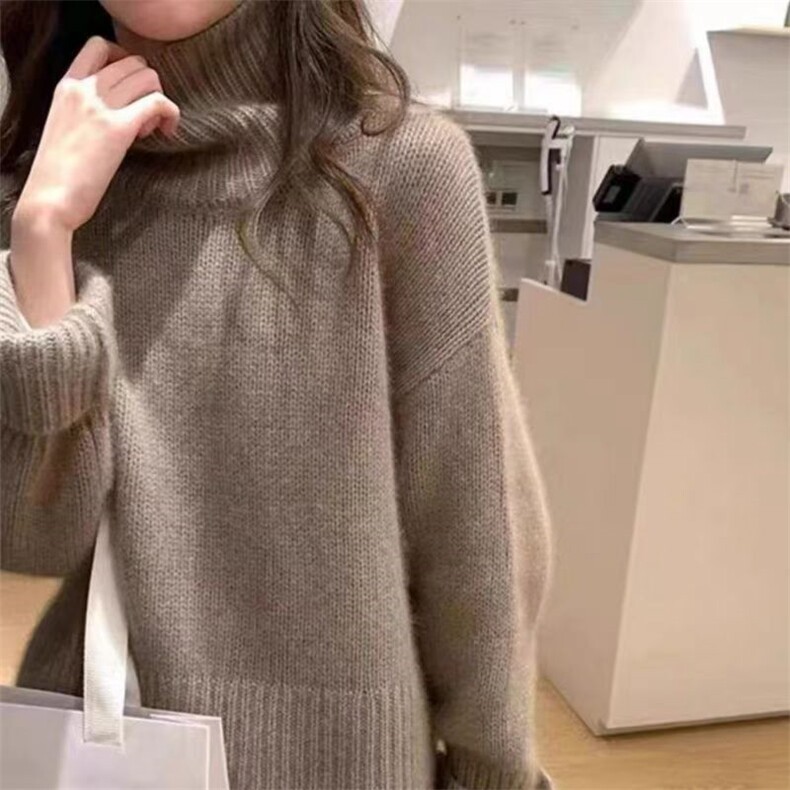 2024秋冬新款羊毛女士长螺纹王菲同款羊毛衫,女装羊毛衫,胜酷羊绒