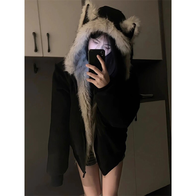 现货重磅硬挺boxy羽绒棉衣座山雕猫耳大毛毛领麂皮棉服冬外套,男装棉衣,电商A486-1