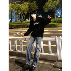 (自家图）秋冬美式复古工装牛仔裤男宽松大码阔腿裤K6080-P65，男装牛仔裤，星座1109-3