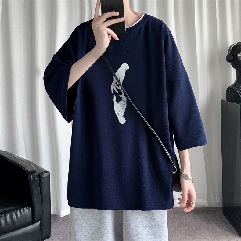Q11147-P30春夏季七分袖t恤男大码五分袖男短袖中袖,男装T恤,电商A040