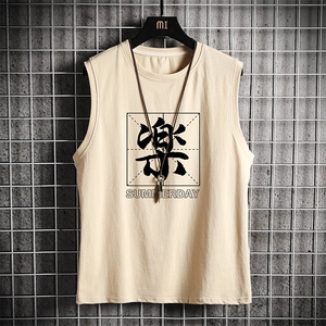 BX25197-P20 港风运动汗背心男大码汗衫男无袖T恤男 网格图片