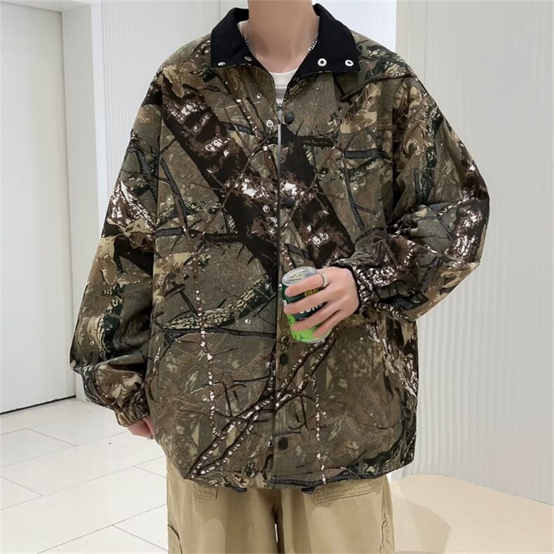 春秋双面穿迷彩外套男工装潮流情侣宽松潮牌面包服上衣W3664-P50,男装夹克,星座512-2