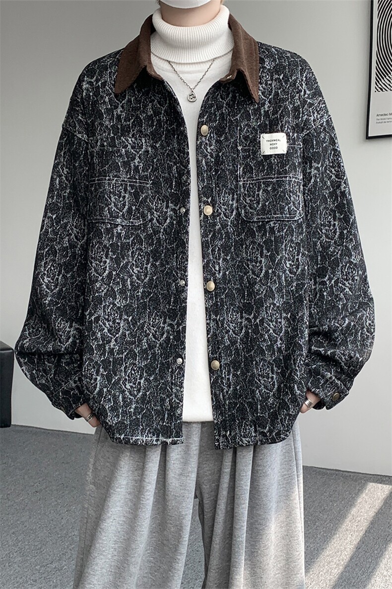 现货JK1165-特P65撞色秋冬美式宽松上衣休闲夹克大码外套,男装夹克,电商A059