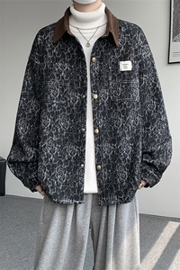 现货JK1165-特P65 撞色秋冬美式宽松上衣休闲夹克大码外套图片