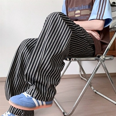 M563美式松弛感竖条纹休闲裤慵懒风垂感直筒裤弯刀阔腿拖地裤，男装休闲裤，星座308A-1（原309B-1）