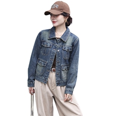 牛仔外套女早秋新款高级感复古牛仔帅气机车街头洋气小个子短外套，女装牛仔外套，江南女神