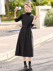 收腰小个子显瘦打底上衣两件套2025春季新款气质高级感套装连衣裙，女装套装/套裙，依万里