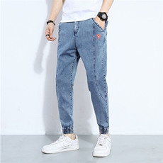 秋季新款牛仔裤男士宽松束脚哈伦九分裤潮流休闲裤子8180-P45，男装牛仔裤，电商A318