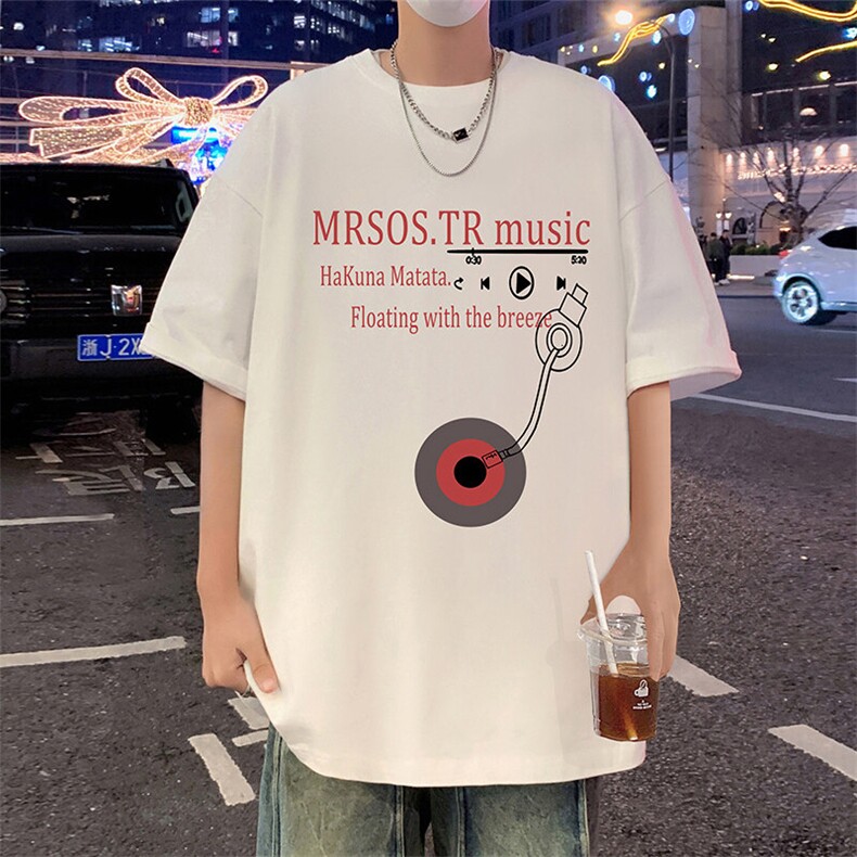 T798纯棉宽松短袖t恤男夏季新款透气休闲圆领体恤衫oversize半袖,男装T恤,星座304A-1