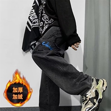 牛仔裤男秋季潮大码休闲裤子高街加绒N9915P50，男装牛仔裤，星座1116-2