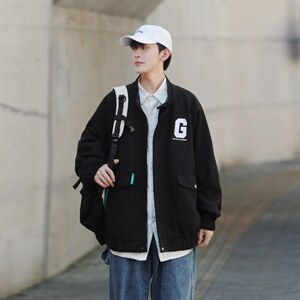秋装新款高级感外套男立领夹克运动休闲宽松华夫格上衣男J201-P75图片