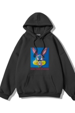 白底新款秋季时尚百搭宽松卡通印花潮流连帽卫衣W2014P40控58，男装卫衣，电商A247-1