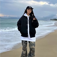 美式重磅独特刺绣棒球服男女秋季街头复古百搭宽松慵懒夹克外套，男装夹克，四季星座505