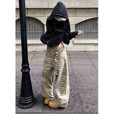 复古浪漫水洗做旧低腰牛仔裤男女宽松直筒阔腿拖地长裤子N1339，男装牛仔裤，星座1116A（原606A-3）