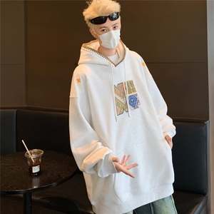 绣花青少年加厚套头复古感百搭潮牌连帽卫衣情侣男女Y8052/P58图片