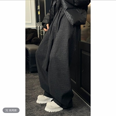 秋冬高级小众加厚毛呢格子休闲弯刀阔腿长袖男K1005-P78（网图），男装卫衣，电商B267