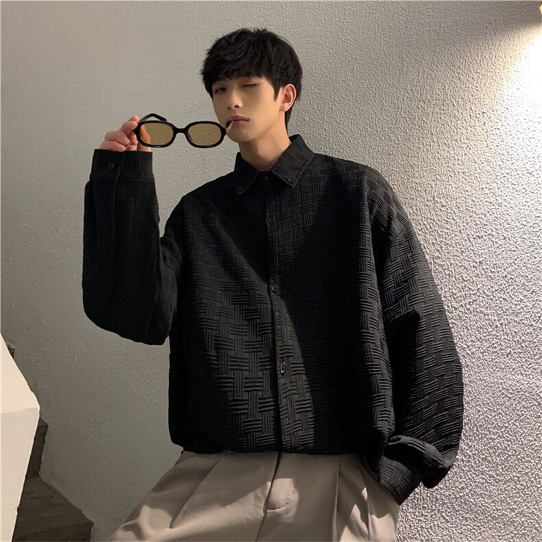 2025秋装新款港风休闲长袖宽松衬衫外套男女情侣A338-1YC01P50,男装衬衫,电商D325