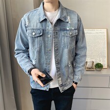 JK820-p90-限价138现货店主风牛仔夹克肥仔量足破洞印花大码，男装夹克，星座103A