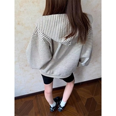 秋冬季连帽卫衣男女韩版宽松小个子条纹开衫外套1008-LHT2522-P64，女装短外套，星座1008