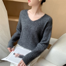 2025年秋季新款百搭女士7针重工加厚扭花V领，女装羊绒衫，百越羊绒
