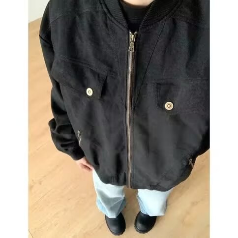 秋冬新款小众工装夹克男美式复古cleanfit宽松休闲水洗飞行员外套,男装夹克,四季星座505