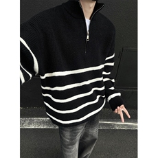 日系毛衣男女秋装ins慵懒风bf复古软糯套头拉链针织衫M5007，男装针织衫/毛衣，星座1116A（原606A-3）