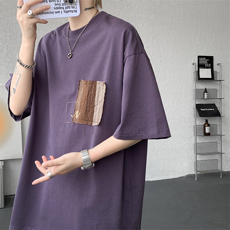 8XL-M高品质纯棉美式复古宽松简约百搭学院风短袖T恤上衣男DX343,男装T恤,电商D206-1