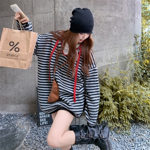 现货-条纹针织休闲套头连帽毛衣203-9509-P115-K188图片