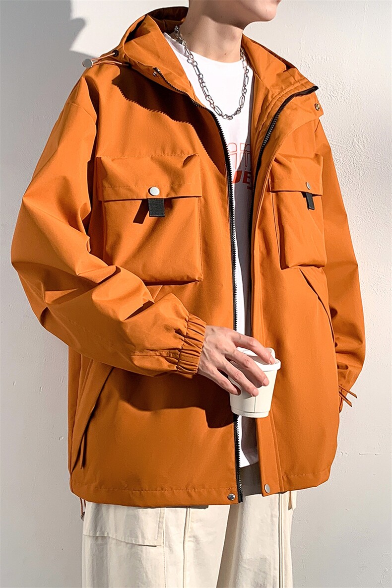 休闲拉链夹克情侣冲锋衣防风衣连帽外套JK451p75,男装夹克,电商D315