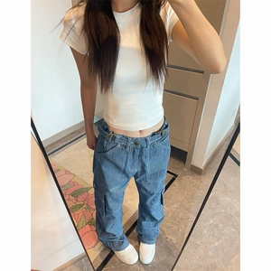 903-AK81-特P65【89】 S-3XL美式条纹工装牛仔裤1图片