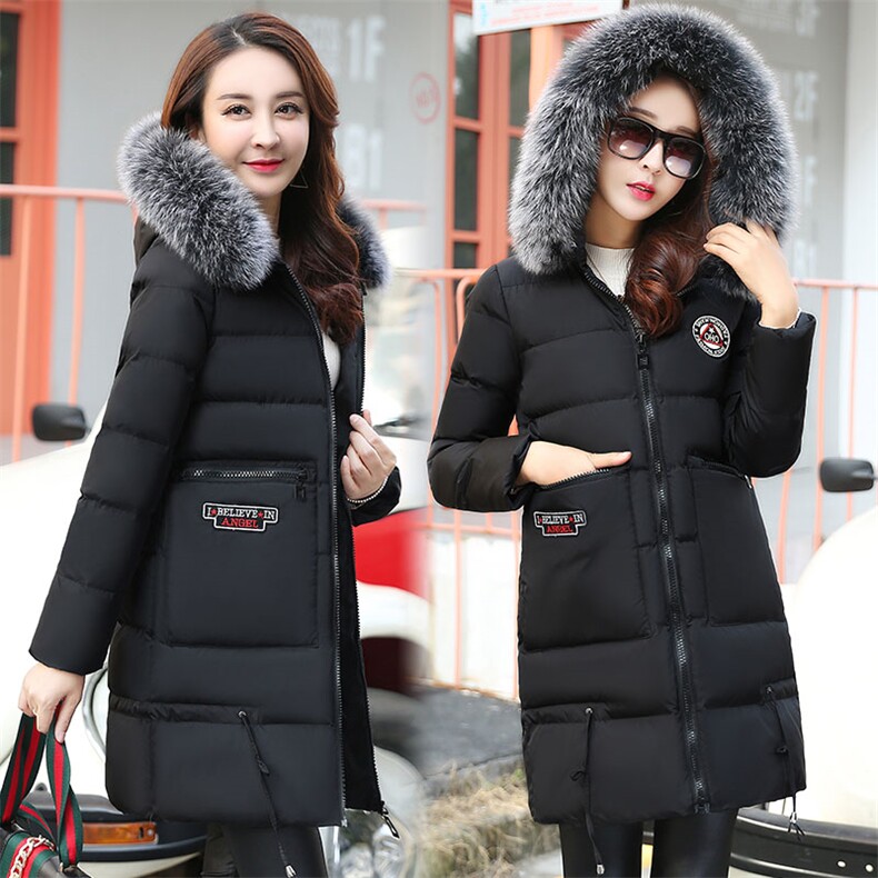 棉衣/棉服连帽拉链2020年冬季长袖加厚中长款直筒，女装棉衣/棉服，香水丽阁