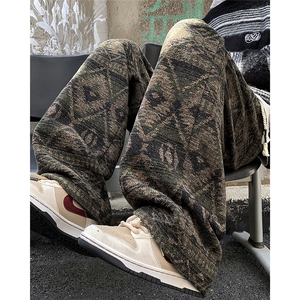 毛呢加厚民族风休闲裤男图片
