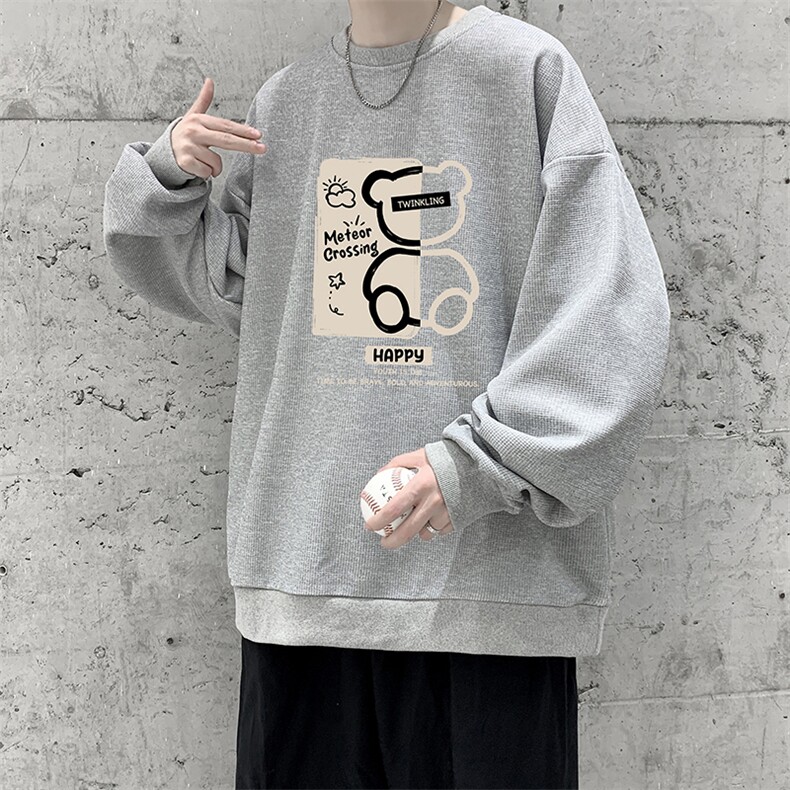 华夫格卫衣圆领卫衣男大码长袖t恤男外套HW76352-P30,男装卫衣,电商A040